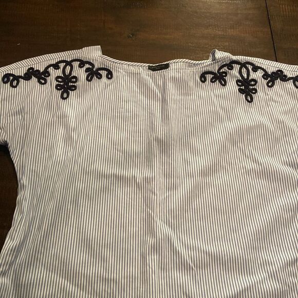 Ann Taylor Blue and White Striped Blouse - Picture 5 of 7